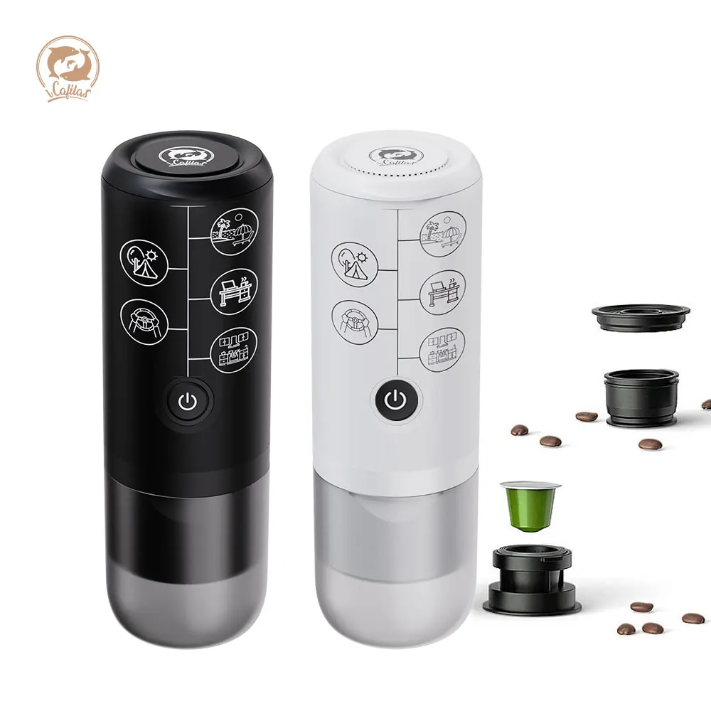 Portable Coffee Machine Portable Espresso Coffee Machine for Car & Home Camping Coffee Maker 2-in-1 Capsule Powder Travel Coffee