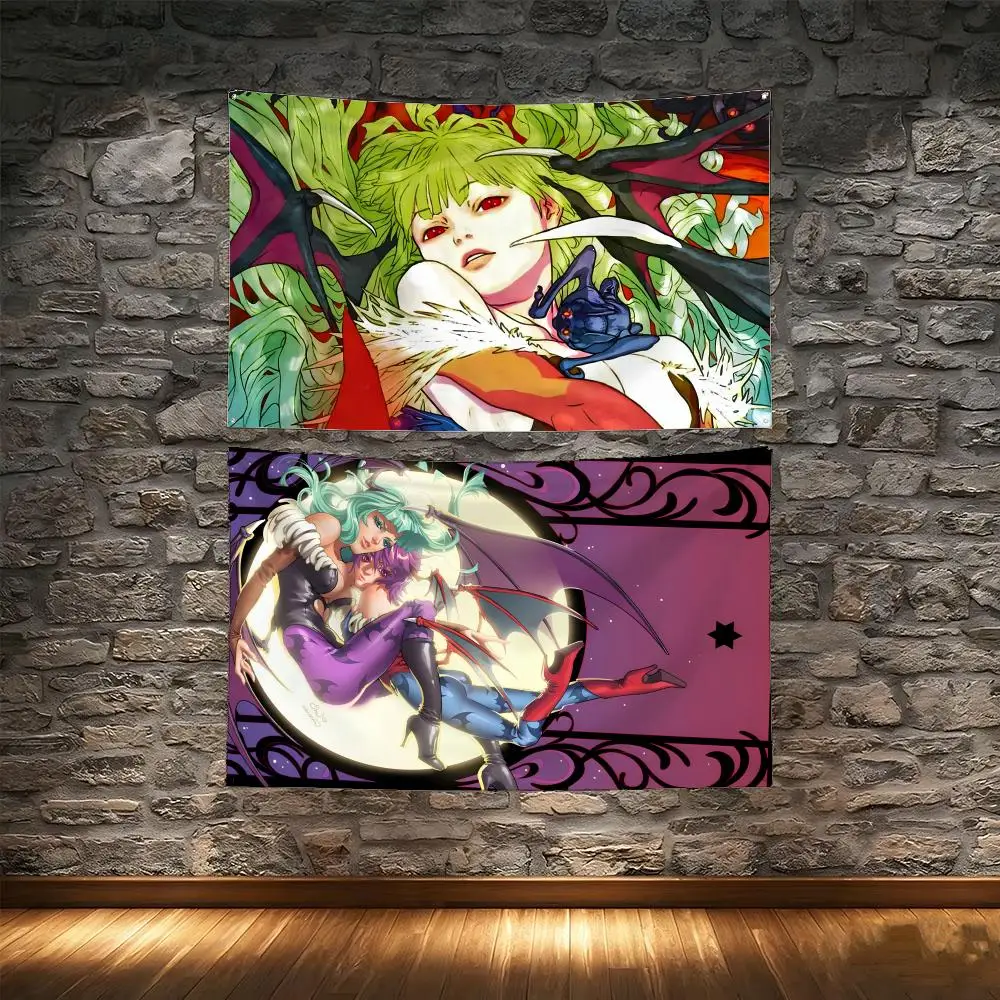 Vampire Character M-Morrigan Aensland Flags Tapestry Creative Pattern Photo Living Room Wall Art Party Outdoor Decor