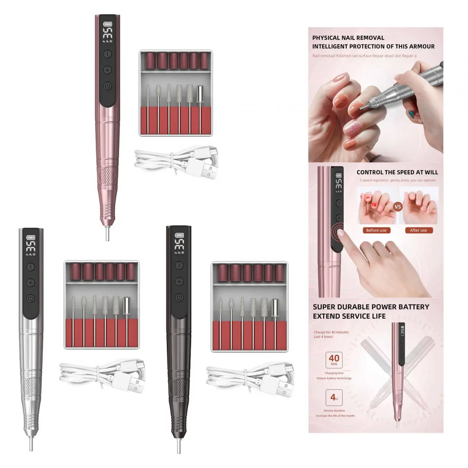 

Electric Nail Drills Removing Acrylic Nails Polishing Electric Nail File Kits