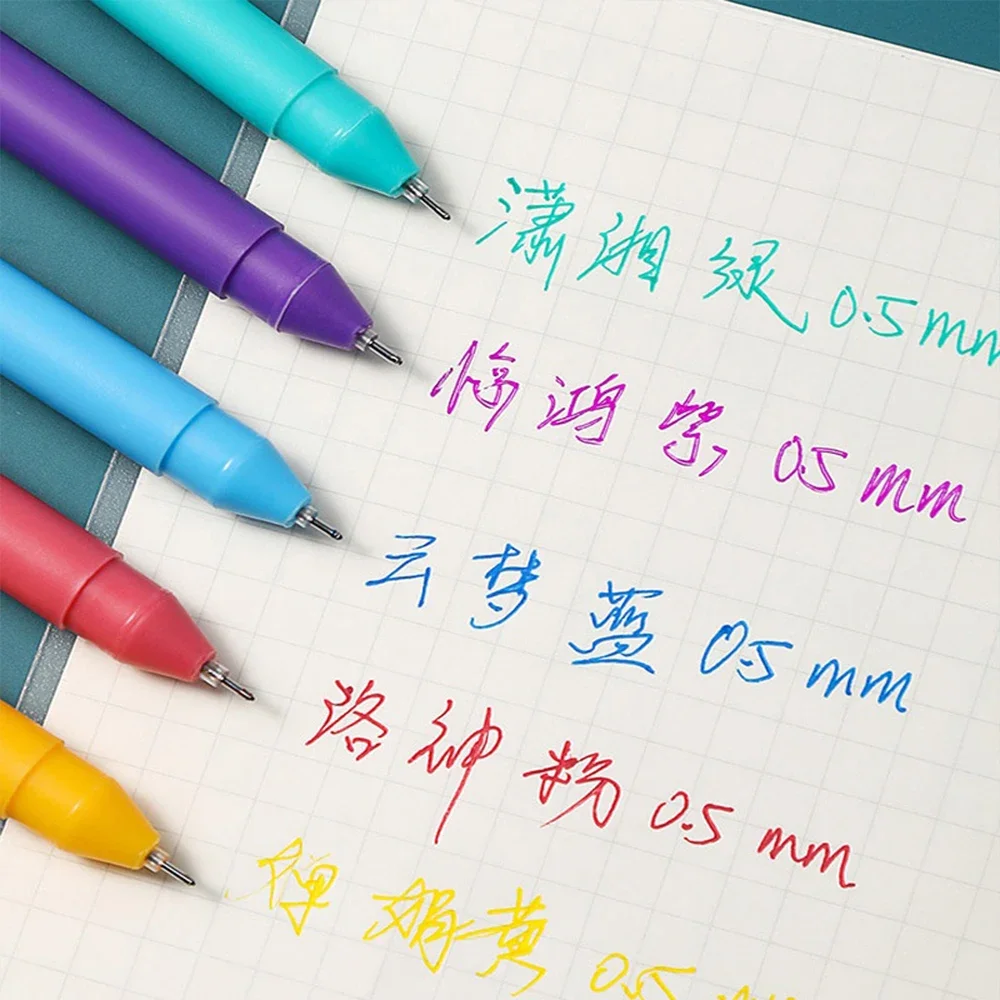 5Pcs/box Retro Kawaii Diverse Color Gel Pen Set 0.5mm Fine Tip Ballpoint Pen for Students To Write on School Stationery
