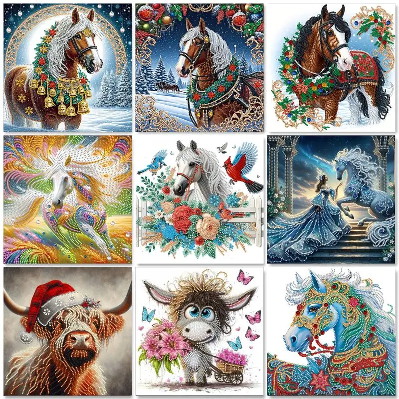 

GATYZTORY Special Shape Diamond Art Painting Kits For Adults Horse Round Full Drill Diamond Art Painting Kits Crystal Rhineston