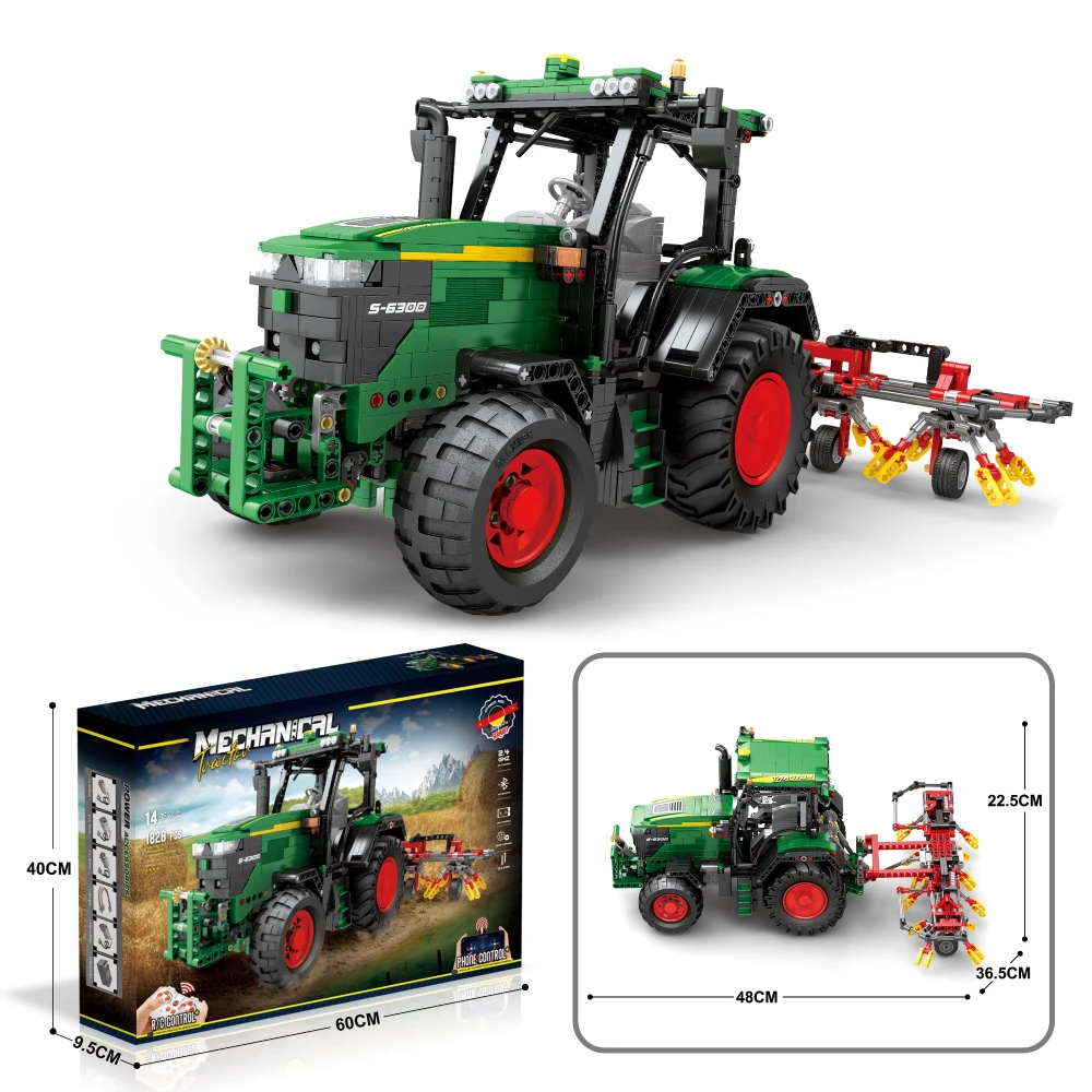 

Farm Tractor Building Blocks Set, 1828pcs Remote Control Tractor Vehicles Toy Model Building Kit, Gift Toys for Teens Age 14+