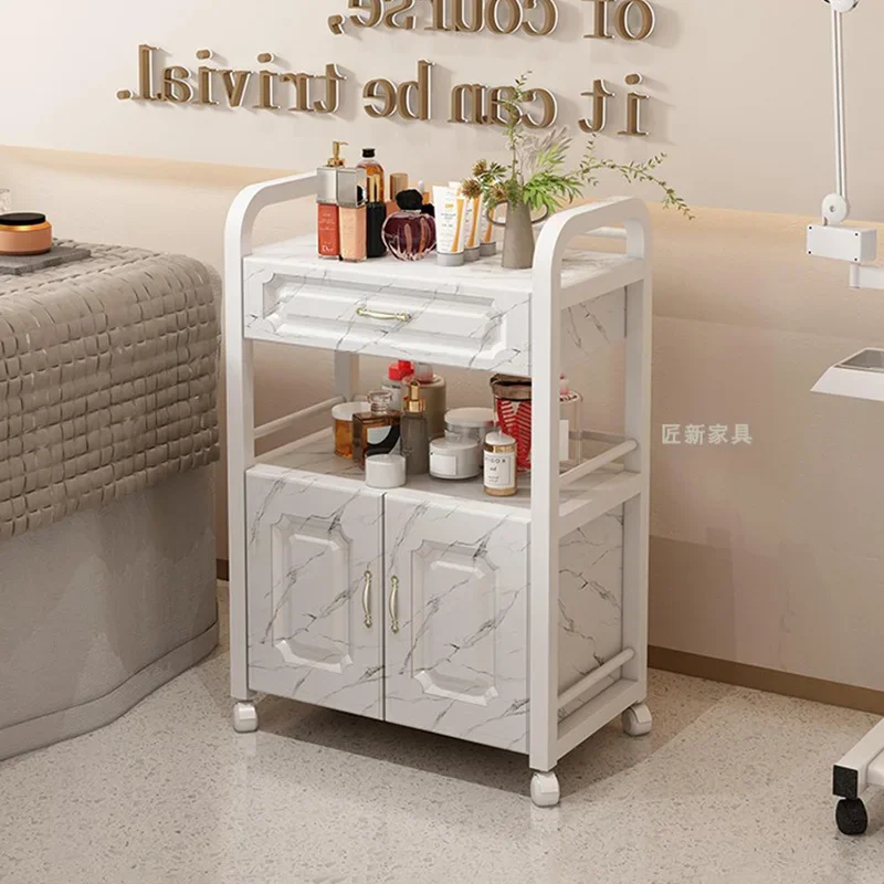 

Elegant Exquisite Furniture Salon Design Simple Trendy Luxury Hairdressing Trolley Classic Beauty Shelves Cart Salon Furniture