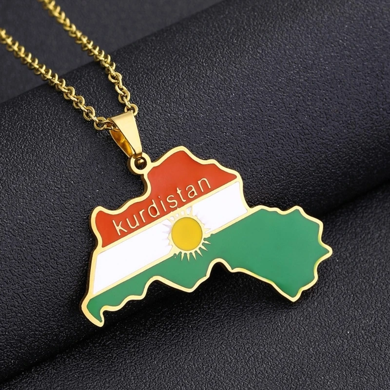 Map Pendant Chain Kurdish Map Pendant Kurdistan Clavicle Chain Jewelry Gift