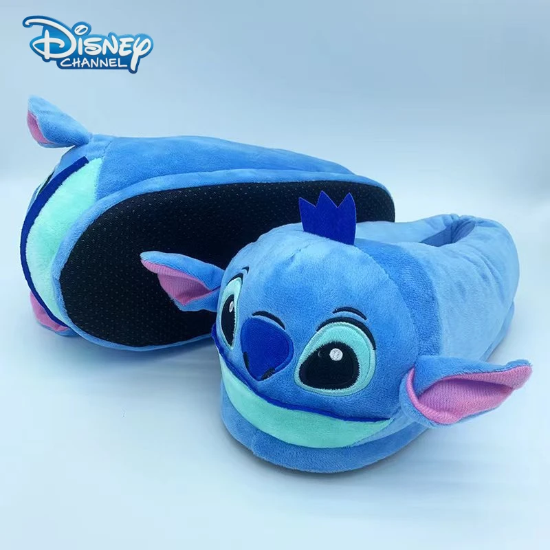 Disney Stitch Cartoon Home Plush Slippers Anime Character Winter Warm Non-slip Soft Sole Cotton Slippers Christmas Gifts for Kid