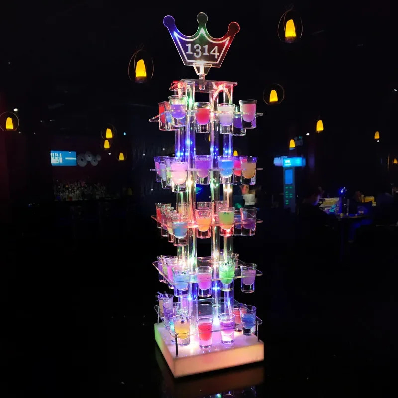 Bar LuminousChampagne One Piece Bullet Spirits Glass Colorful Acrylic Skyscraper Cup Holder