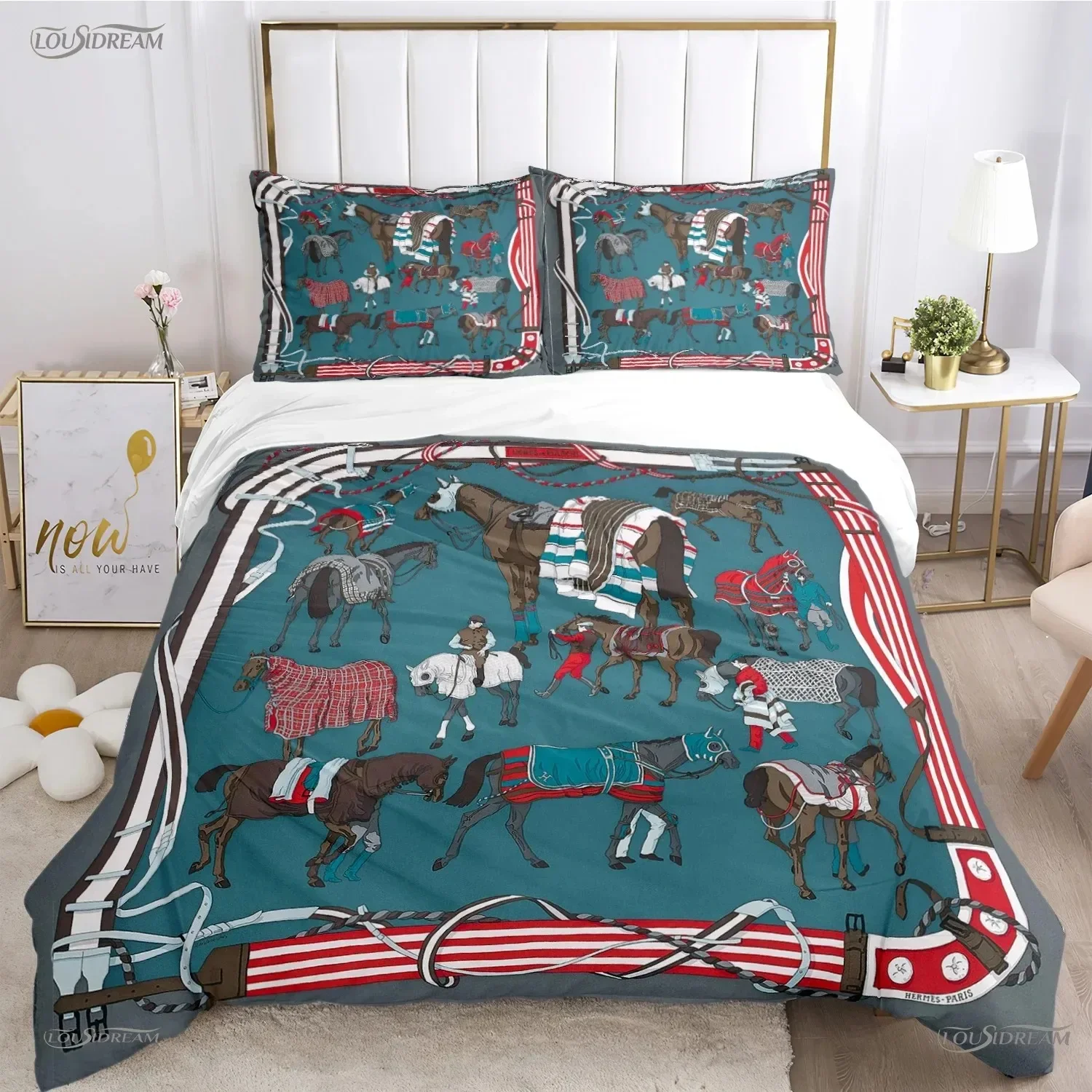 Persia Galloping Horse All Season Duvet Luxury Cover Bedding Sets Soft Quilt Cover and Pillowcases Teen SingleDoubleQueenKing