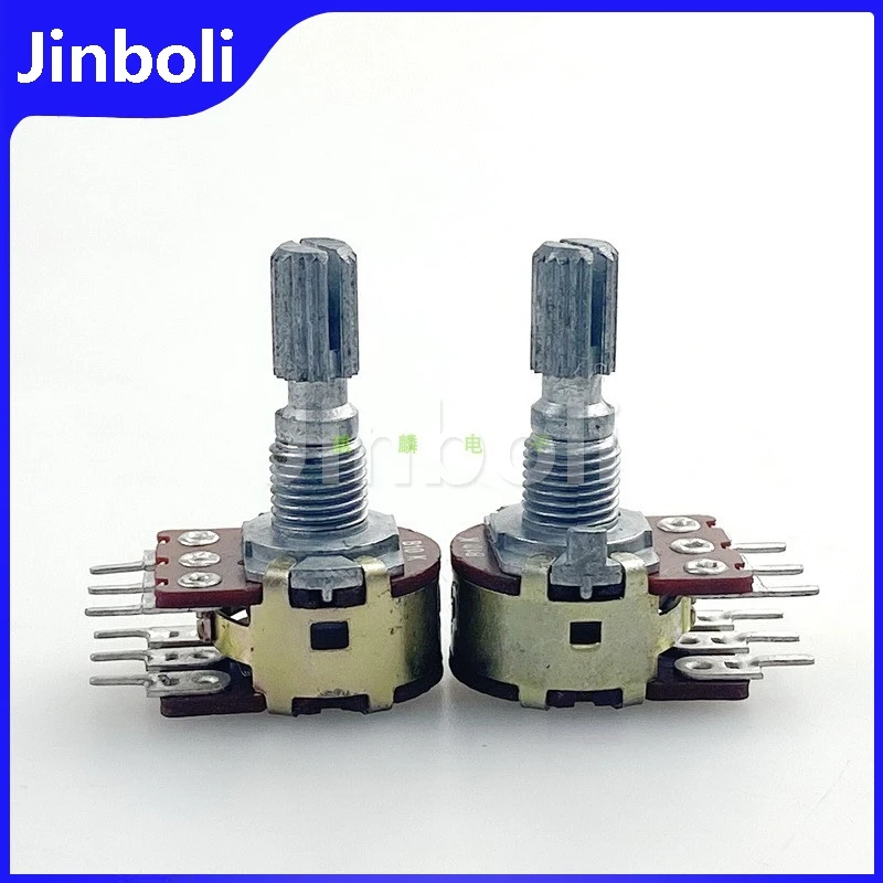 2PCS 16 Type B10K Double Potentiometer With Center Positioning 6-foot Shaft Length 20MM Volume Potentiometer