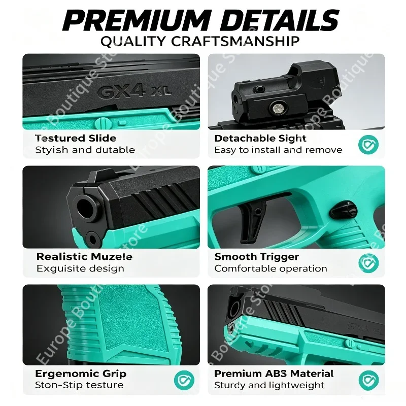 Mini GX4 Pocket Toy,Macaron Shell Eject Blowback Model w/ Red Dot Sight,Full Set Magazines Soft Bullets Shells,Kids Adults Gift
