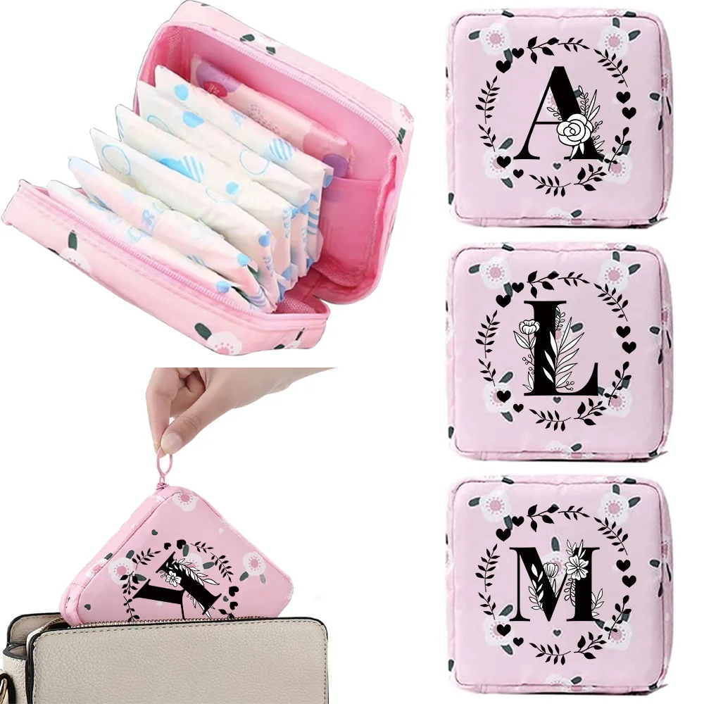 Fashion Galand Letter Pattern Makeup Lipstick Women Sanitary Napkin Storage Bag Portable Compact Easy To Carry Bag Storage Pouch