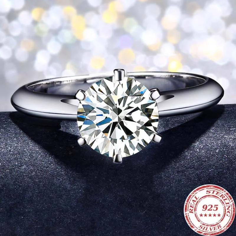 Fedi nuziali di fidanzamento semplice in argento Sterling 925 per le donne moda 1CT/2CT/ 3CT anello di zirconi cubici regalo di gioielli da sposa