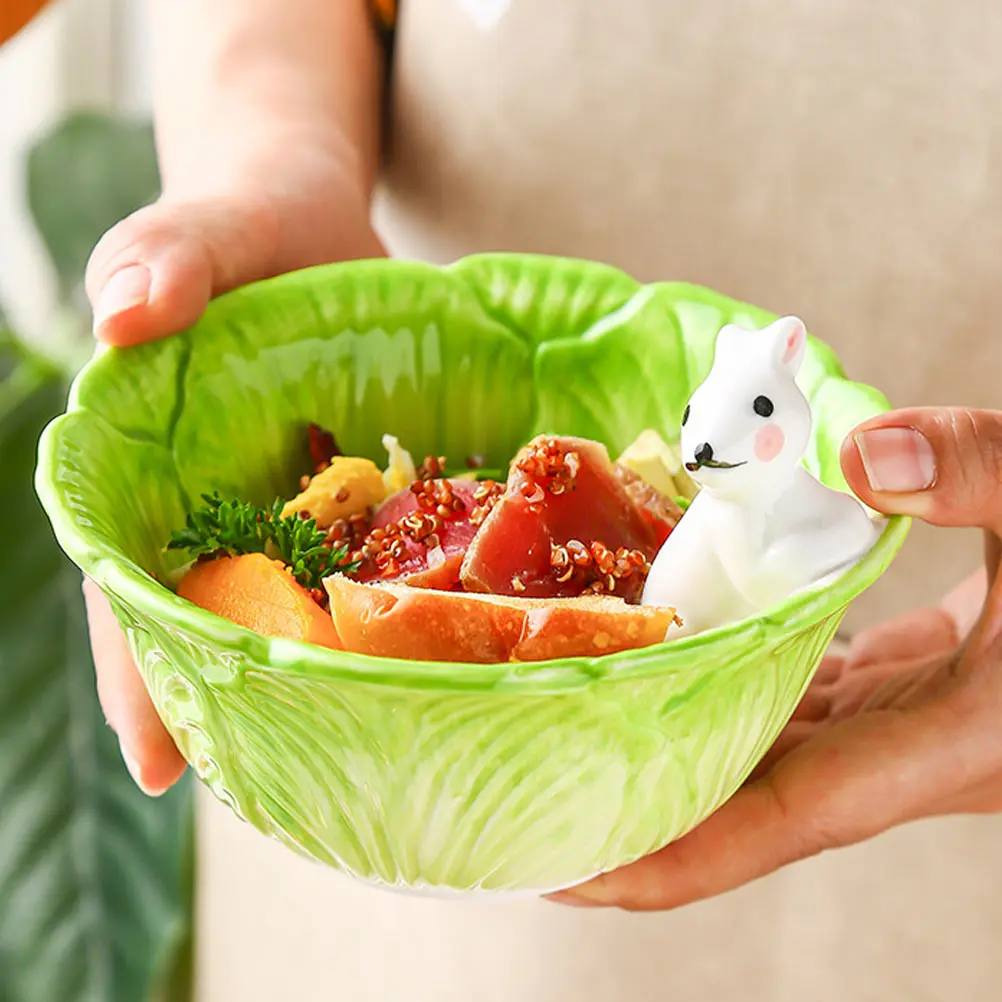 

Creative Ceramic Cartoon Rabbit Bowl Easy to Clean Multi-Functional Home Kitchen Supply Random Color Fruit Bowl