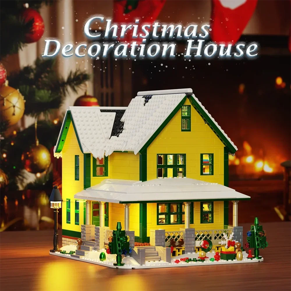 2024 Christmas Tree House Snow Village Building Block Set Gingerbread House New Year Nutcracker Atmosphere Decorations Kids Toy