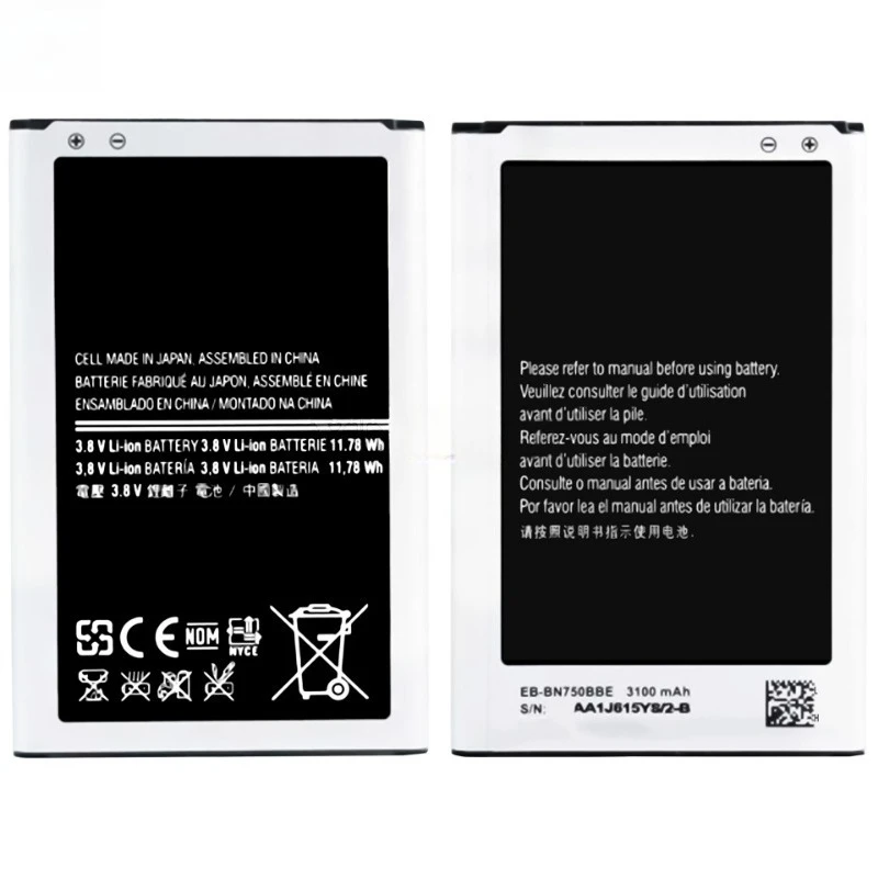 EB-BN750BBE High Quality Phone Battery 3.8V 3100mAh for Samsung Note 3 Neo / Note 3 Neo 3G N750 SM-N7505 N750 N750K N750S N7507