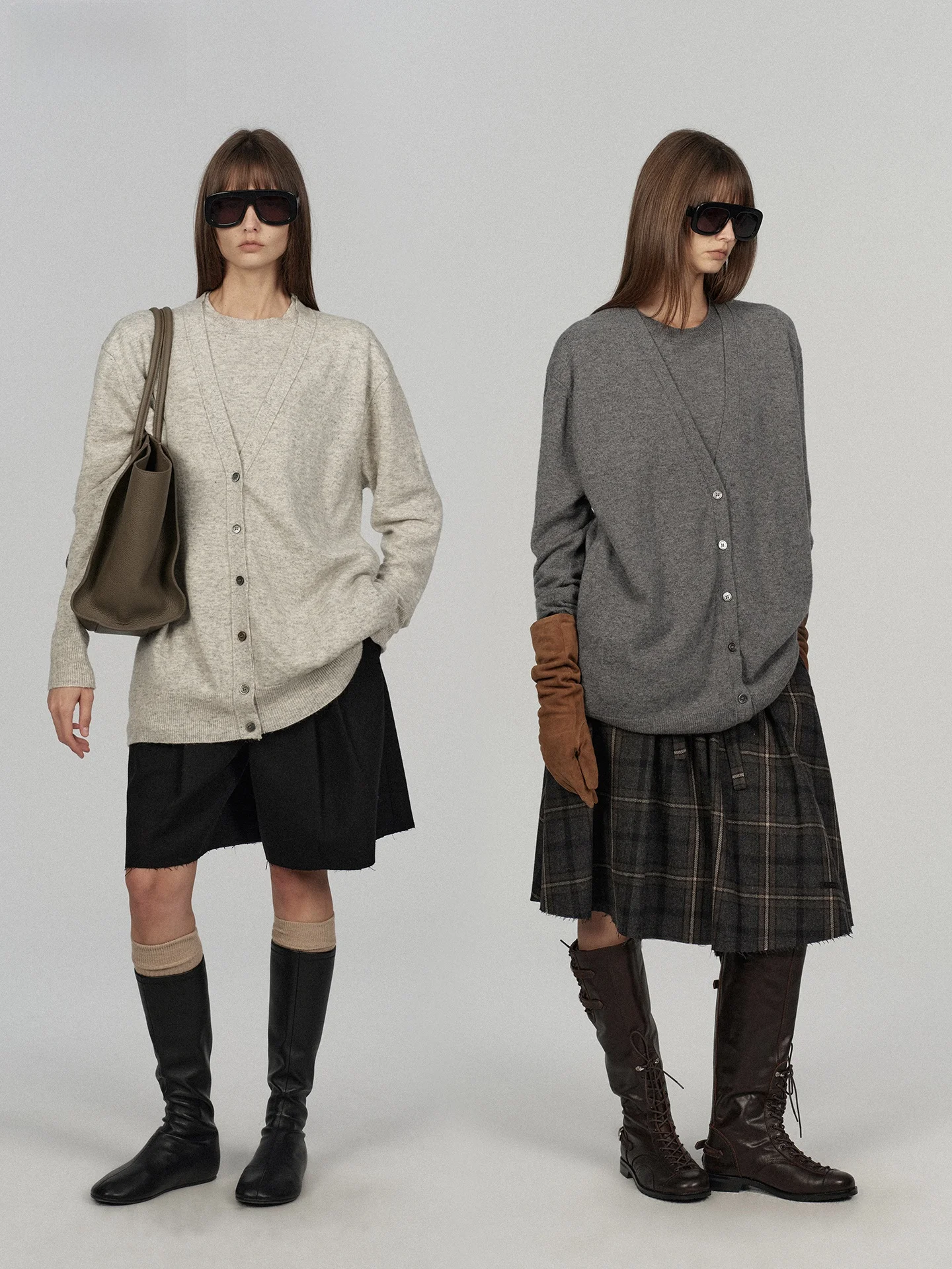 

ACSENSE STUDIO Lazy Draped mat Wool Wide Fit Knitted Top Mid-Length Casual Sle Soft Fabric Long Sve round Ne