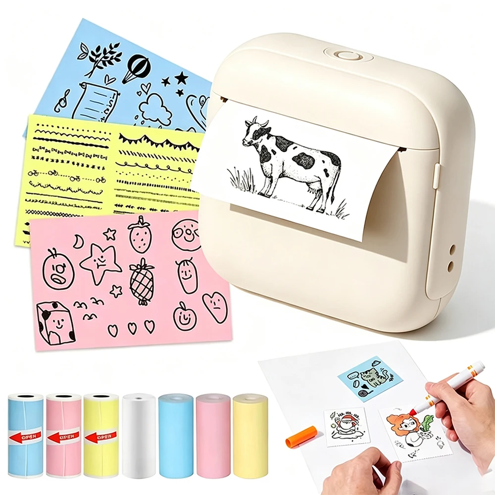 X6 Mini Portable Printer Bluetooth Inkless Self-adhesive For Photo Journal Notes Memo List Tag Sticker Label Printing Maker