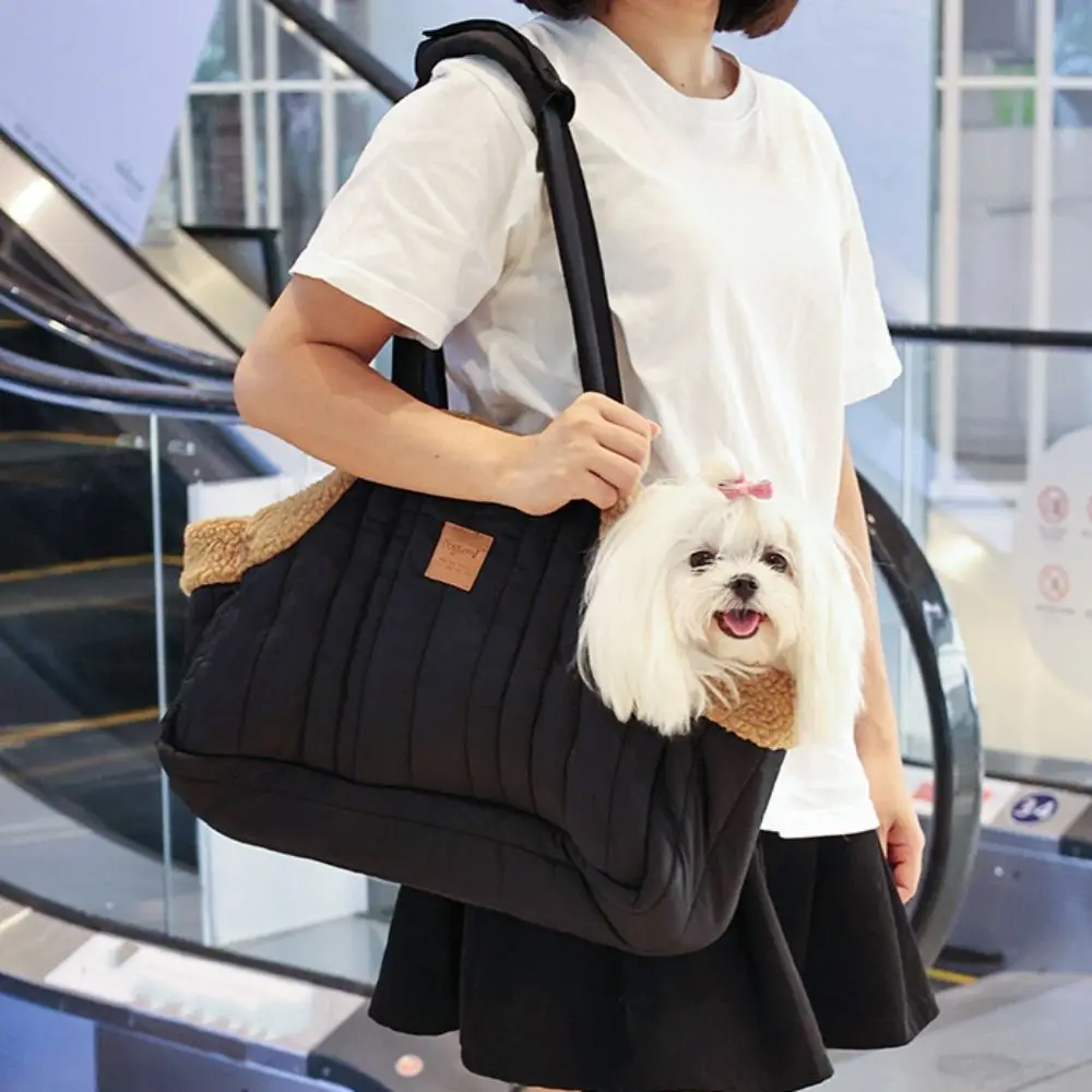 

Travel Pet Carrier Portable Pet Tote Bag Thickened Plush Cat Carrier Handbags Warm Soft Pet Shoulder Bag for Going Out