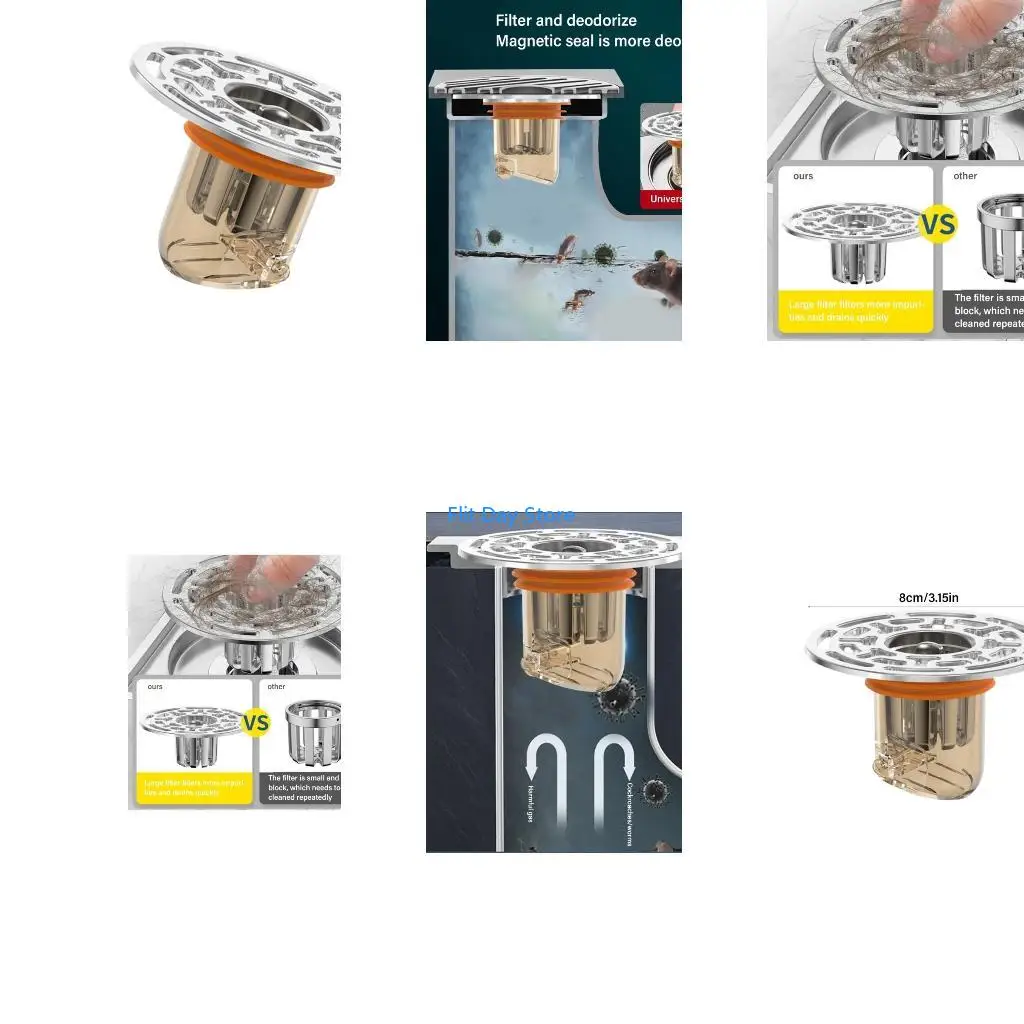 F92C Self-Closing Floor Strainer Hair Catcher for Bathroom Kitchen Balcony Garage