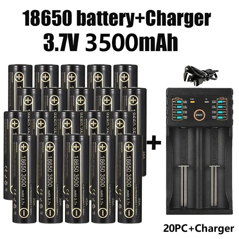 2024 New 18650 Battery Bestselling 35E Li-ion 3.7V 3500MAH+Charger RechargeableBattery Suitable Screwdriver toy Free Shipping