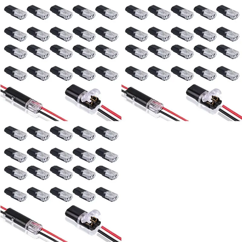 【LAST CHANCE】60PCS Double-Wire Plug-In Connector With Locking Buckle,Pluggable Connectors 2 Pin 2 Way Universal Compact Wire Ter