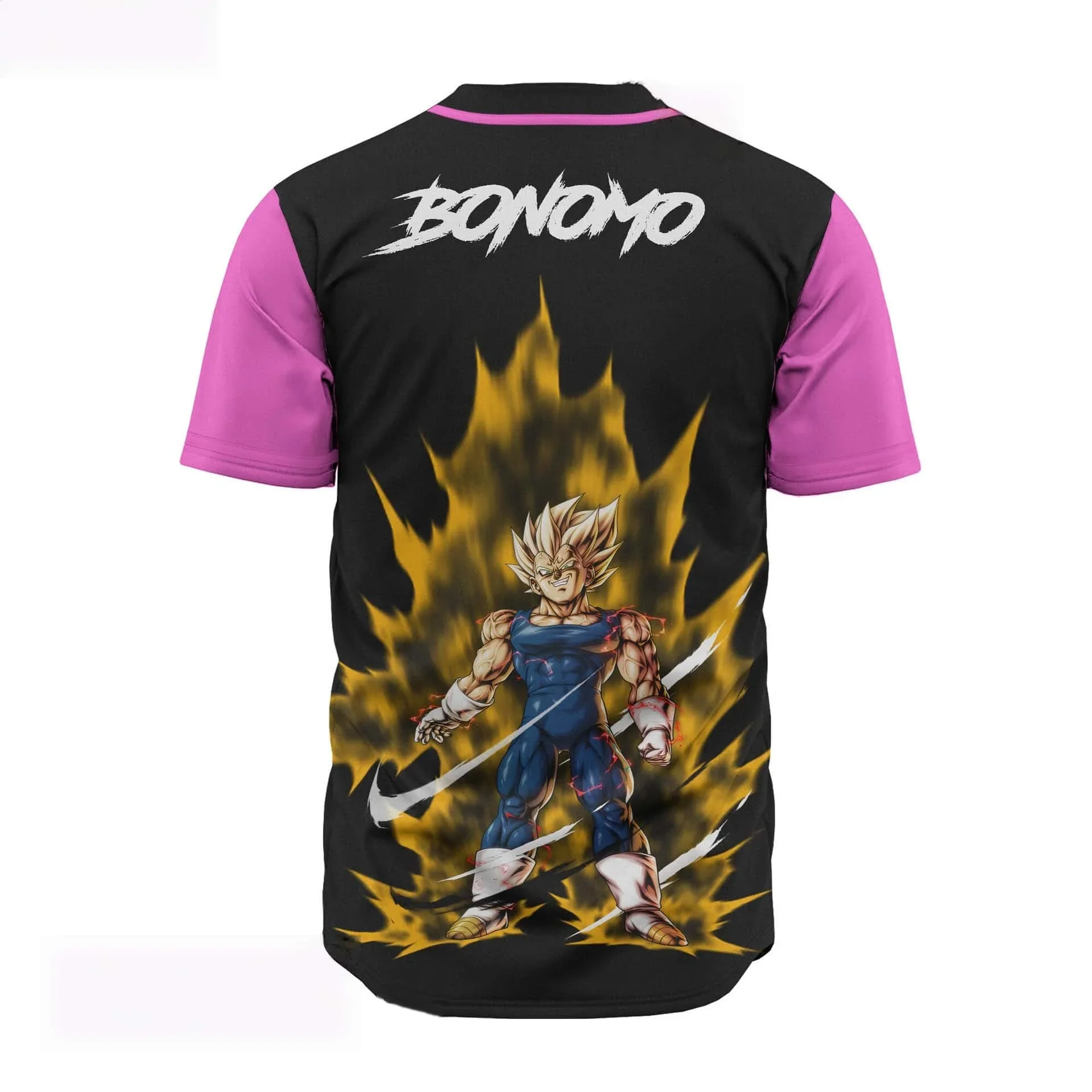 #Dragon Ball # Vegeta Super Saiyan Baseball Style Anime Collaboration Color Blocked Print Quick Drying Short Sleeved T-shirt