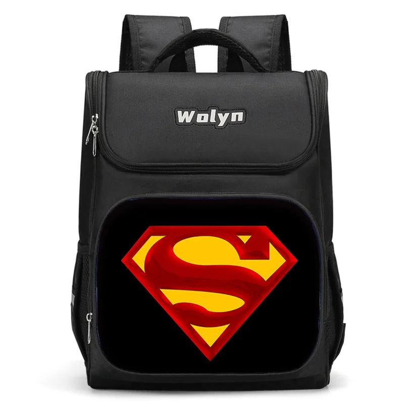 Cartoon S-SupermanS Logo Large Child Backpack Boy Girls School Bag For Men Women Traveling Backpack Durable and Multi Compartmen