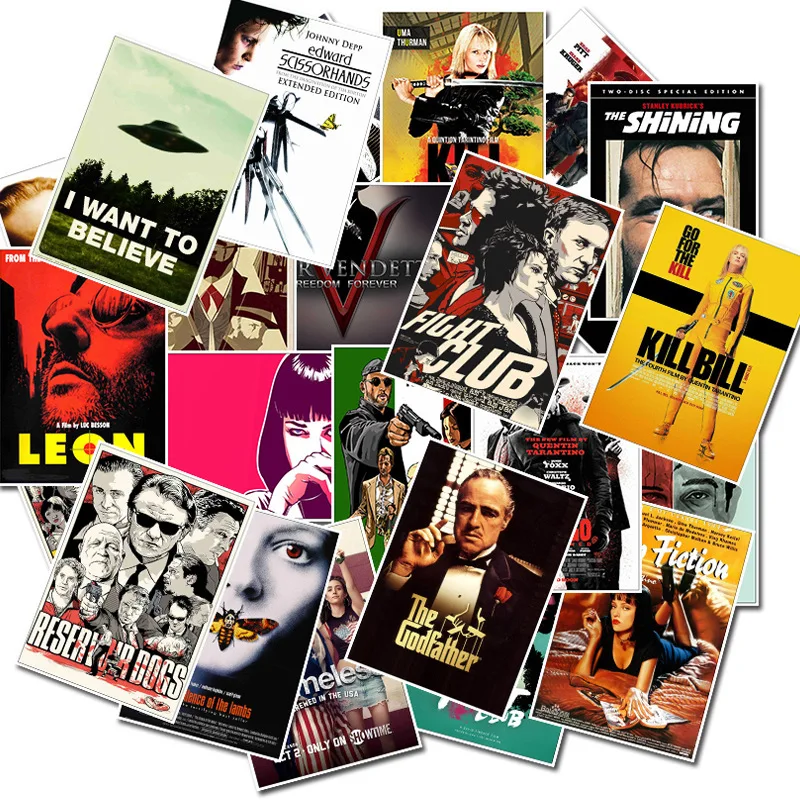 25 szt. Klasyczny film plakaty naklejki Pulp Fiction moda Retro chrzestnych kalkomanie na laptopa zabawki do naklejka na telefon bagażu