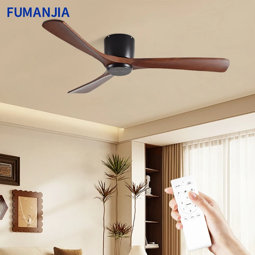 FUMANJIA DC Inverter Ceiling Fan | 6-Speed Remote Control | Solid Wood Blades | Low Ceiling Design | 110-240V Universal Voltage