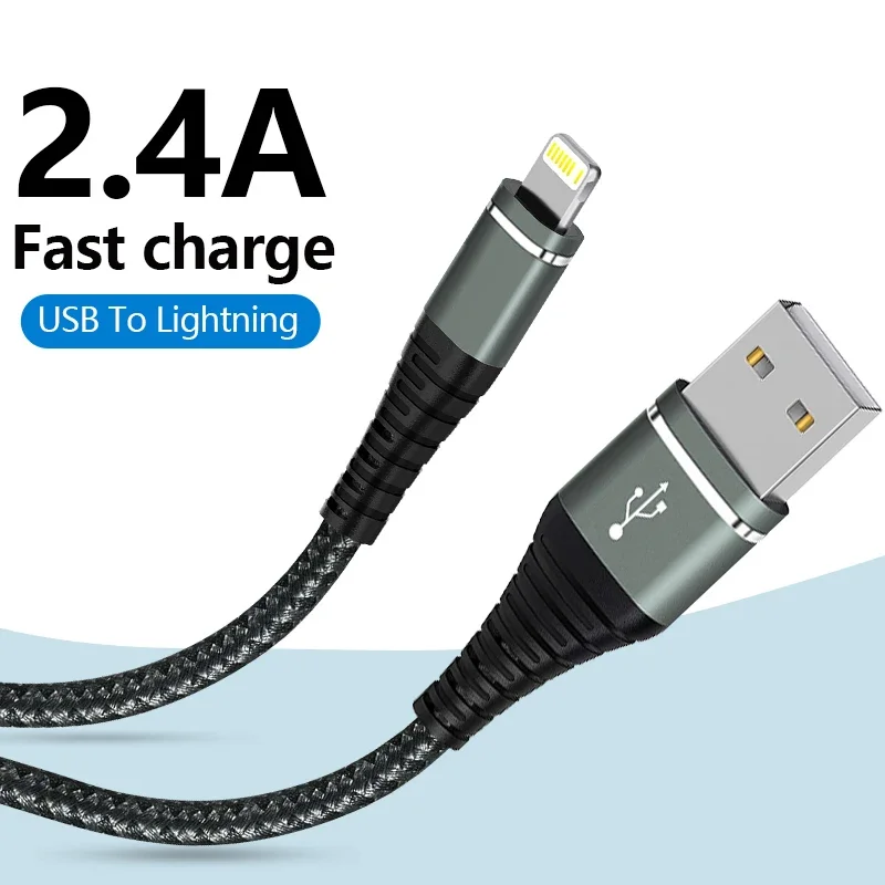 

Кабель Lightning USB, оригинальный шнур для быстрой зарядки для Iphone 14 13 12 11 Pro Max XS X XR 7 8 6 Plus SE, шнур для зарядного устройства с нейлоновой оплеткой