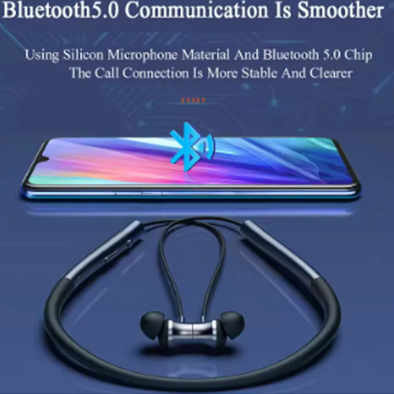 Neck-Style Magnetic Neck-Hanging Bluetooth Headset Wireless Sports Headset Hanging Neck Neck-Hanging Bluetooth 5.1 In-ear Headse