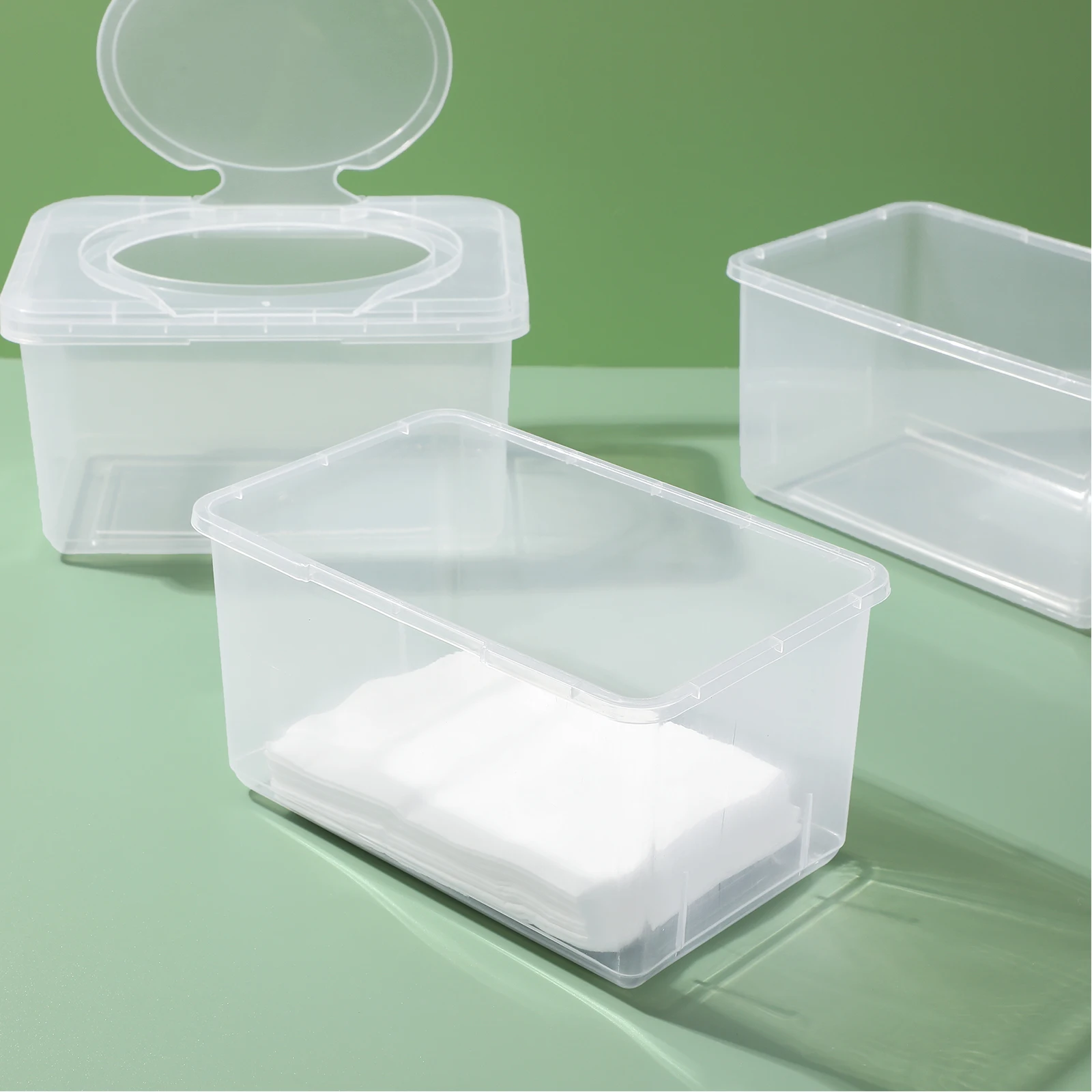 Scatola per salviette per neonati da 3 pezzi, contenitore per dispenser di fazzoletti, supporto in plastica riutilizzabile, soluzione di archiviazione compatta e leggera