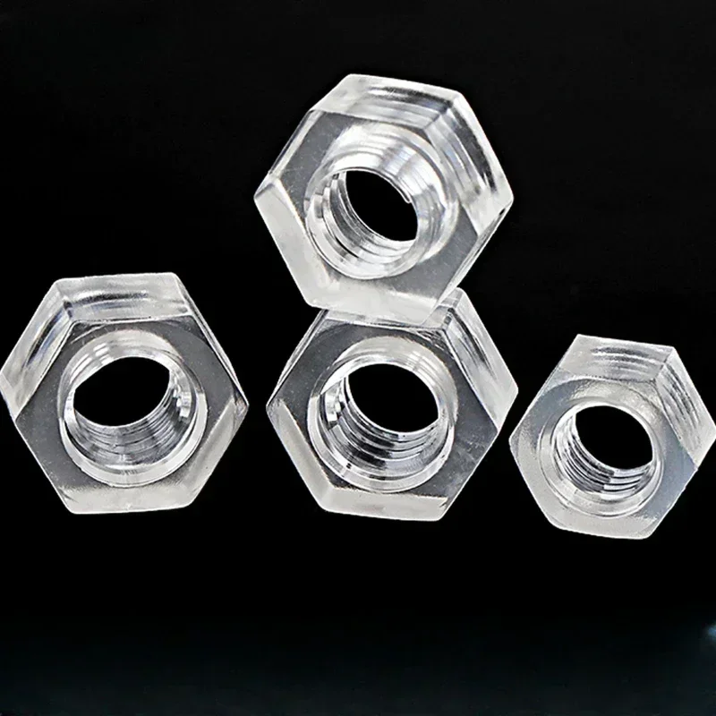 10/50pcs M2 M2.5 M3 Acrylic PC Transparent Hex Nut Polycarbonate Hexagon Locking Nuts For Lighting Lamp Installation Screws Cap