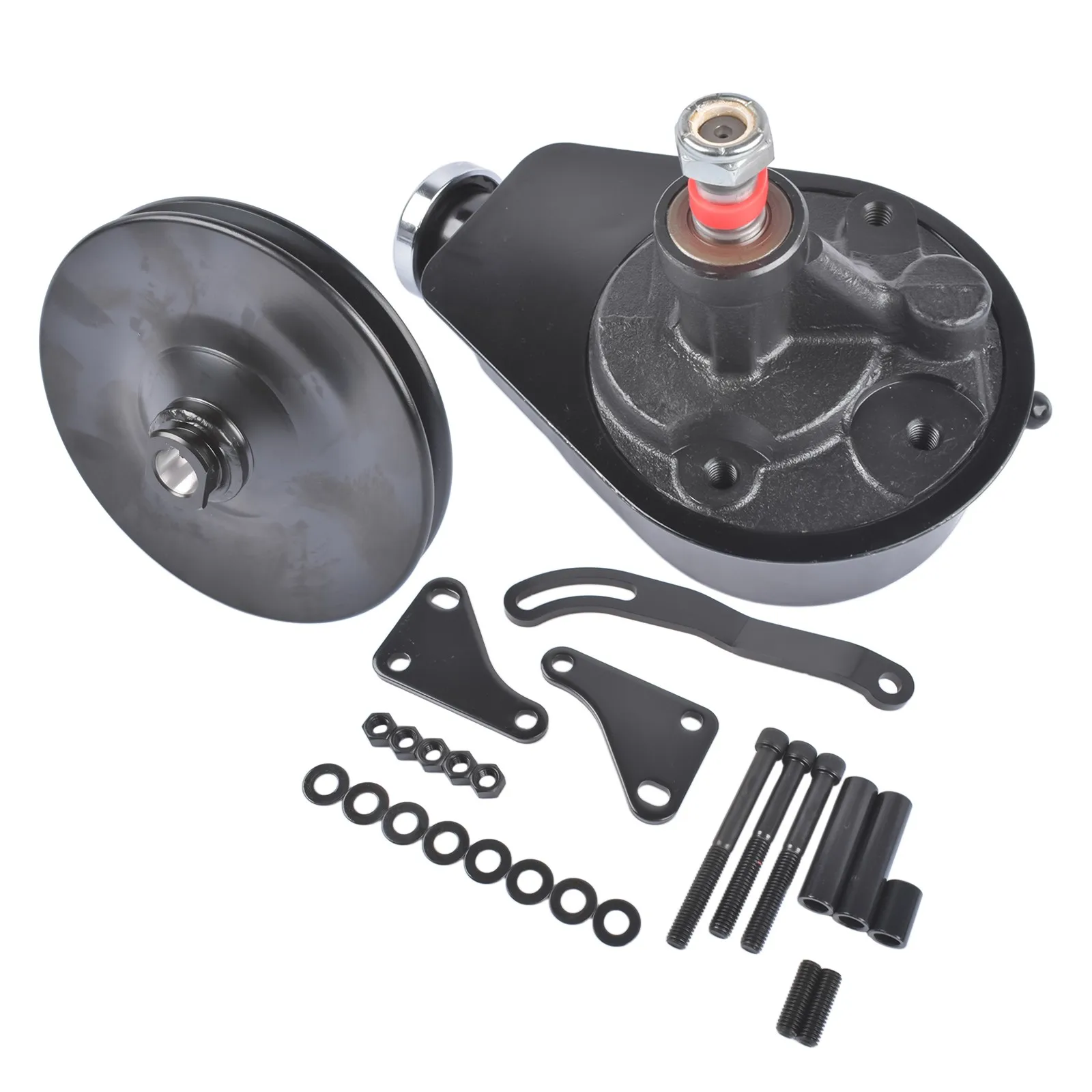 AP02 Power Steering Pump With Bracket Kit & Pump Pulley For Small Block Chevy 265 283 305 327 350 383 and 400 Engines