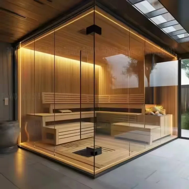 

Уличная/домашняя паровая сауна с большим стеклянным окном на 4-6 человек