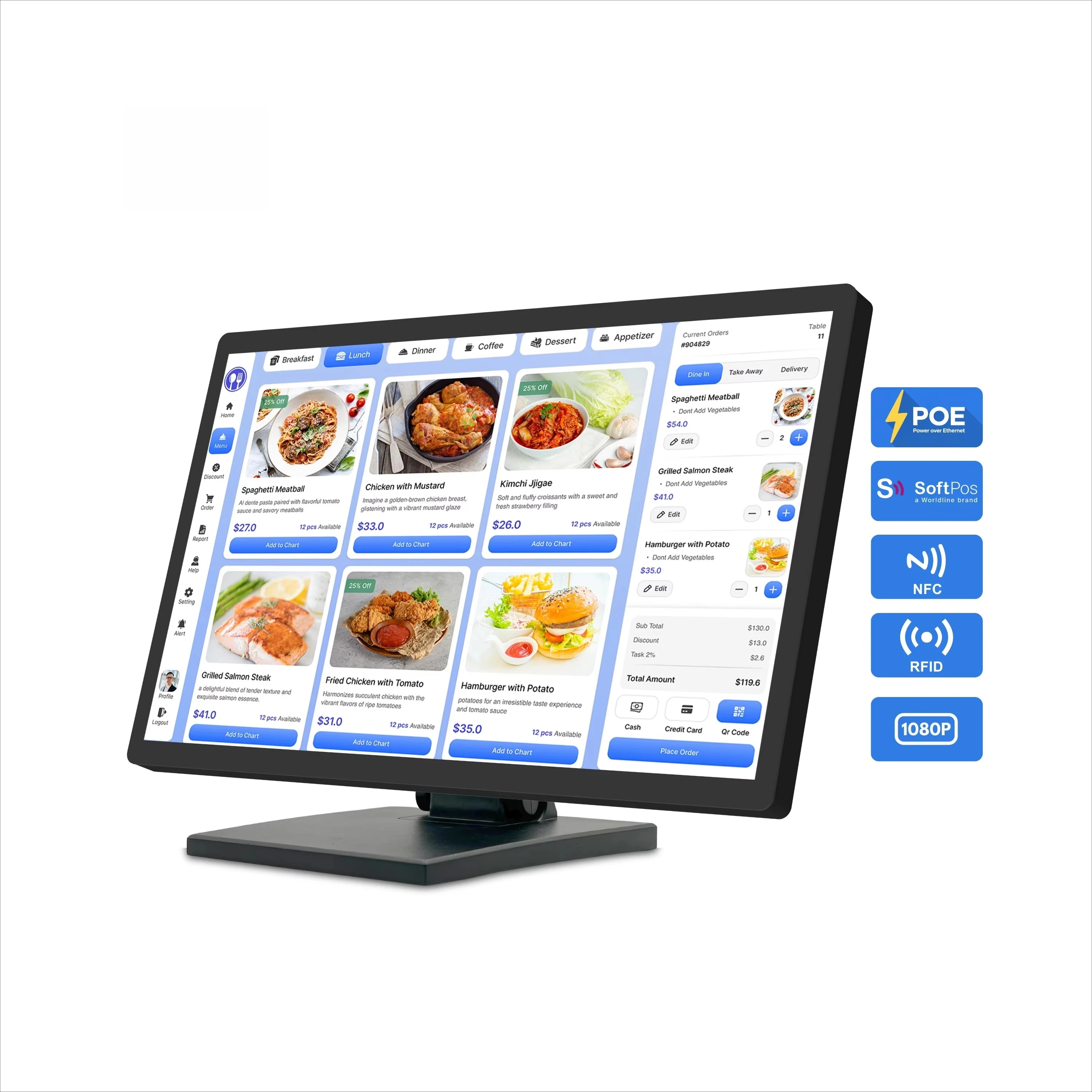 Desktop Tablet Pos Systems 21.5 Inch Android 11 Tablet Touch Screen Self Service Kiosk Tablet PC
