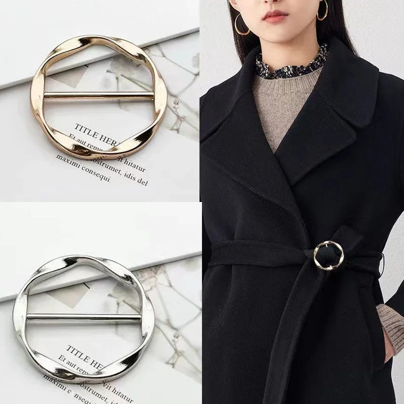 Fashion Alloy Scarf Buckle Jewelry Hijab Brooch Pins For Women Muslim Clothing Accessories Solid Color Decorated Shawl Clips