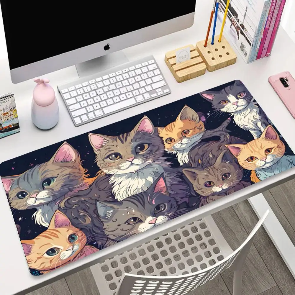 

Cute cat family photo mouse pad computer office laptop keyboard accessories large thick anti-slip cartoon cat table pads