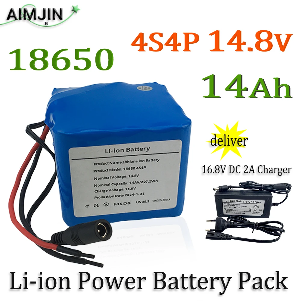 

4S4P 14.8V 14Ah 18650 Li-ion Battery Pack with 5A BMS for Night Fishing Lamp Heater Miner's Lamp Amplifier Etc + Charger