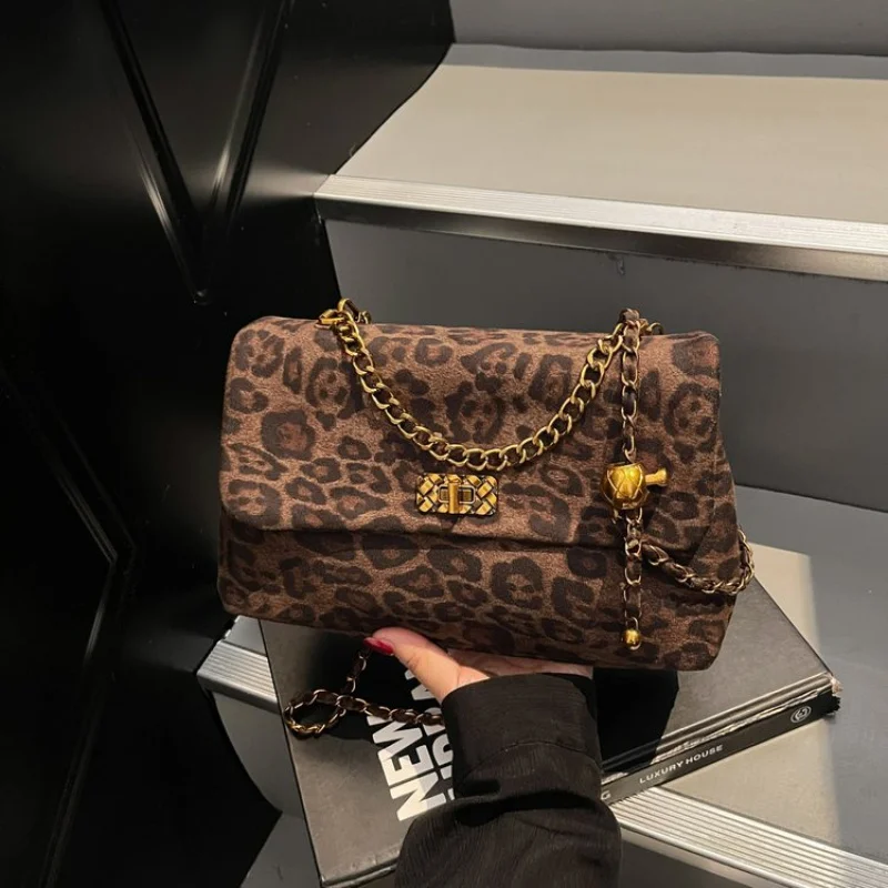 Premium Women's Messenger Bag Made Of Cheetah-Print Leather Boasting Dublin Vintage Neat Spacious Daily Style​