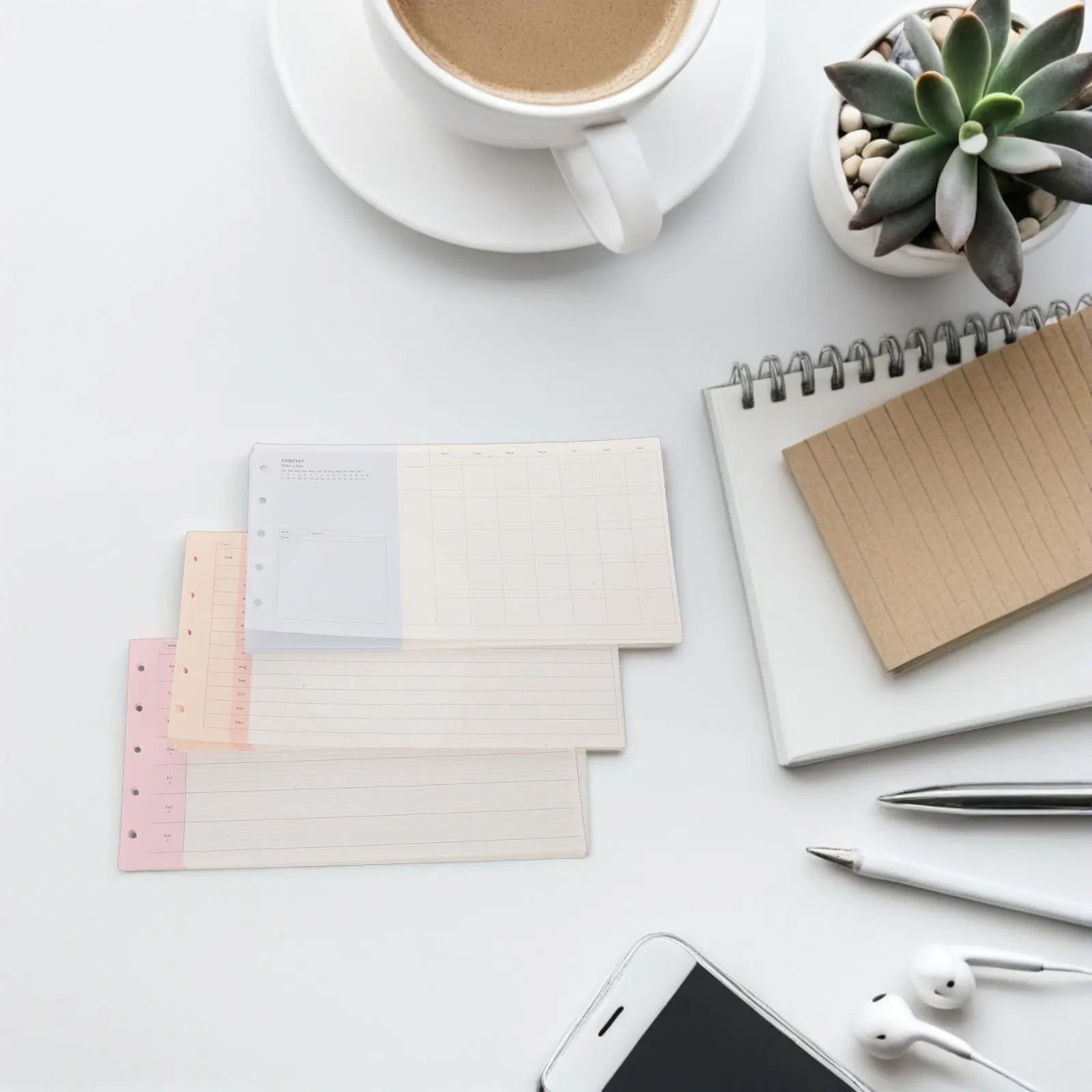 

3 Sets M5 Planner Inserts 5-Hole Tri-Fold Planner Refill Paper A6 Binder Insert Loose Leaf Filler Paper for Daily Routine Binder