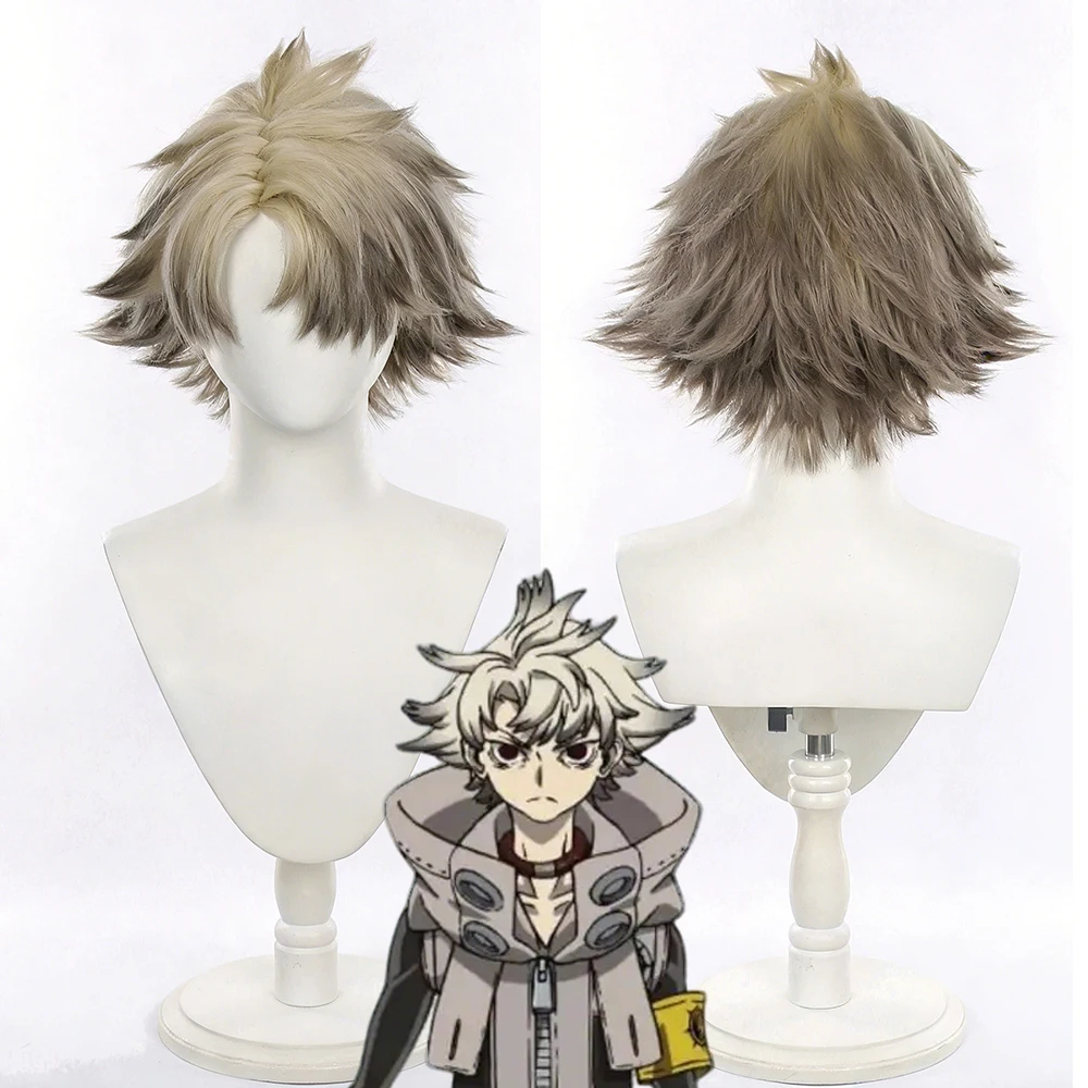 Anime GACHI AKUTA Rudo Cosplay Wig Men Gradient Yellow Flax Short Hair Heat Resistant Synthetic Wigs Halloween Party Prop