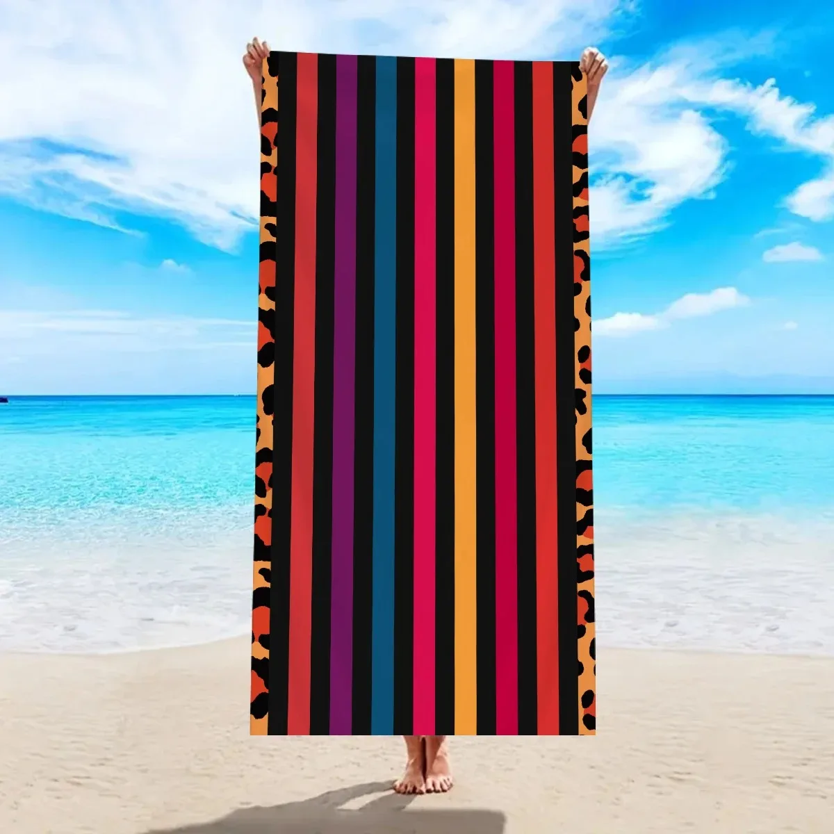 Full Color Series Striped Beach Towel Quick Dry Portable Bath Towel Fashion Design for Daily Use & Summer Beach Party view 3