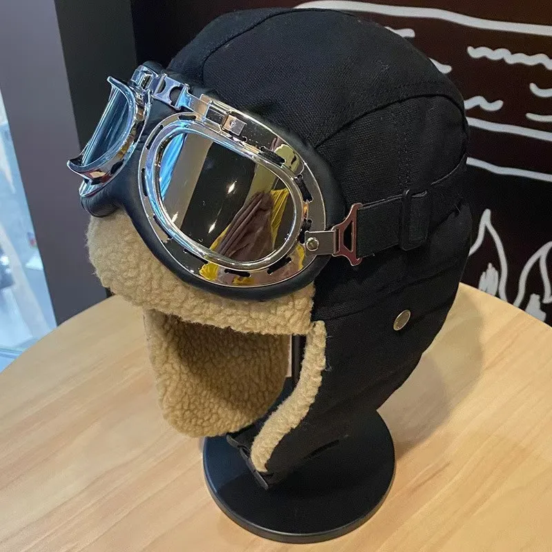 Practical Men's and Women's Winter Thick Solid Color Warm Cycling Ear Protection Anti Cold Wind Glasses Cotton Lei Feng Hat