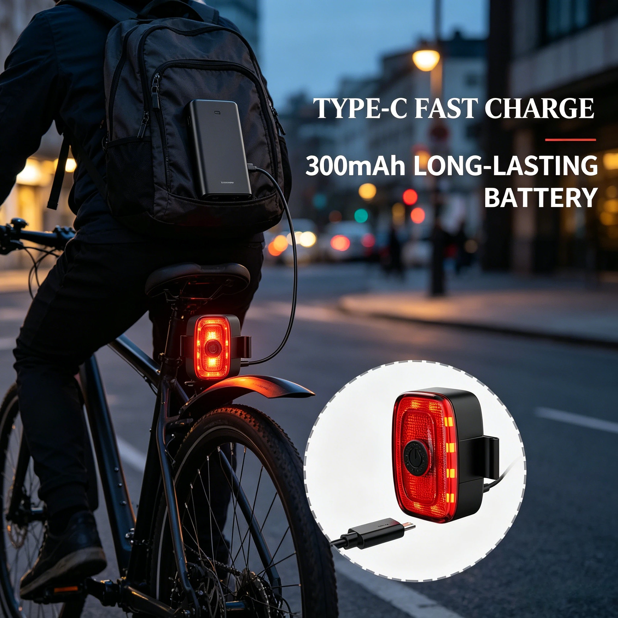 

OFFBONDAGE Smart Brake Bike Tail Light Bicycle Rear Light Waterproof MTB Bike Light Night Riding Type-C Rechargeable Accessories