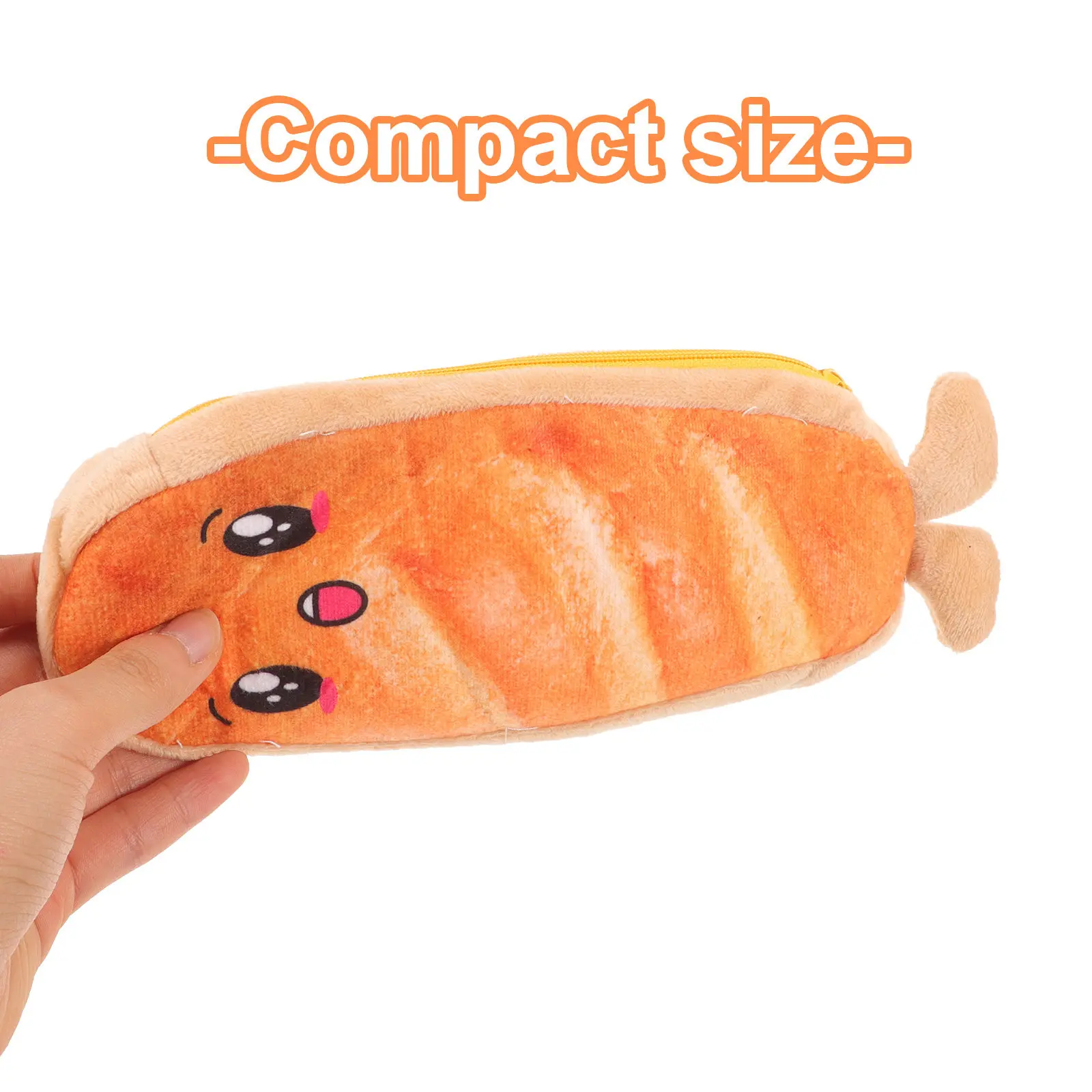 Bread Shape Pencil Case High Capacity Nylon Material Compact Multifunctional Portable Pen Pouch Travel Storage Bag for College