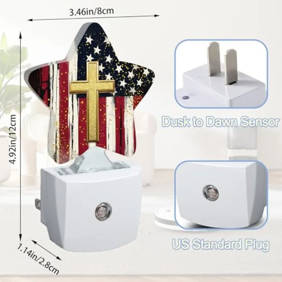 Night Light, Plug into Wall with Dusk to Dawn Light Sensors, Vintage Warm Star Nightlights for Bedroom, Bathroom, Hallway, Kitc