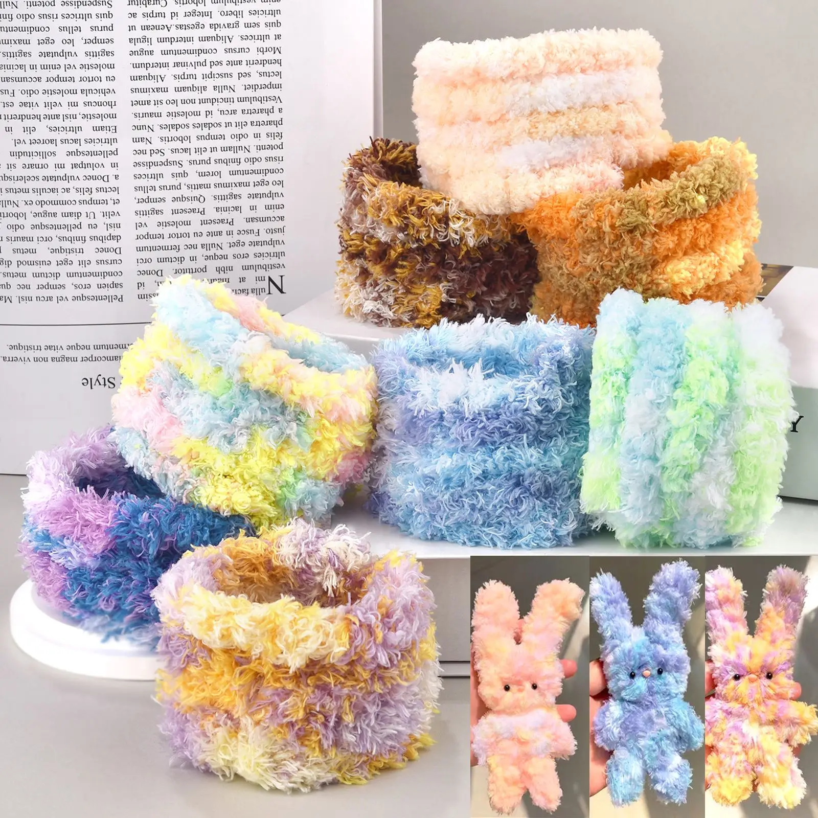 

1M Gradient Plush Twist Wire Sticks Colorful Wool Iron Wire Strip Sticks DIY Miniature Animals Pets Toys Dolls Twisting Sticks