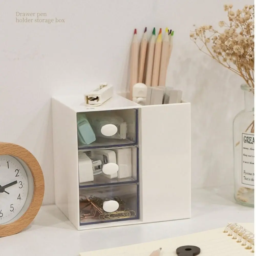 Clear Drawer Student Stationery Storage Box Multi Functional Stackable Desktop Pen Holder Fashion Plastic Jewelry Organizer Box