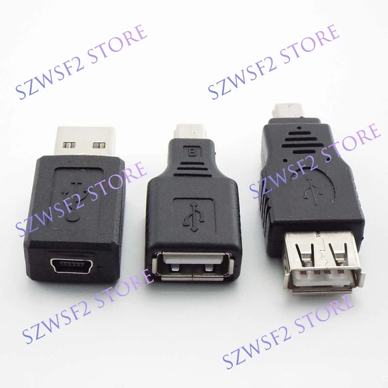 USB 2.0 A Female Male To Mini B 5-Pin Female/Male Connector Adapter For Mini Type-A B Jack Splitter PC Smart Phone OTG Converter