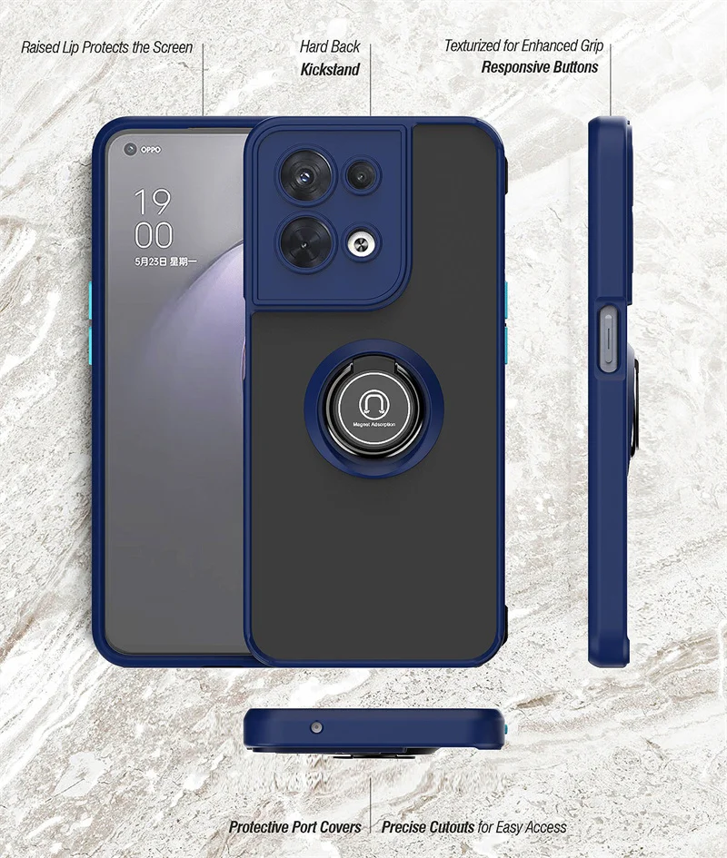 Armatura antiurto Funda per OPPO Reno 8 Pro custodia con anello magnetico custodie per telefono per Oppo Reno8 Reno8 Pro + Plus Cover posteriore opaca